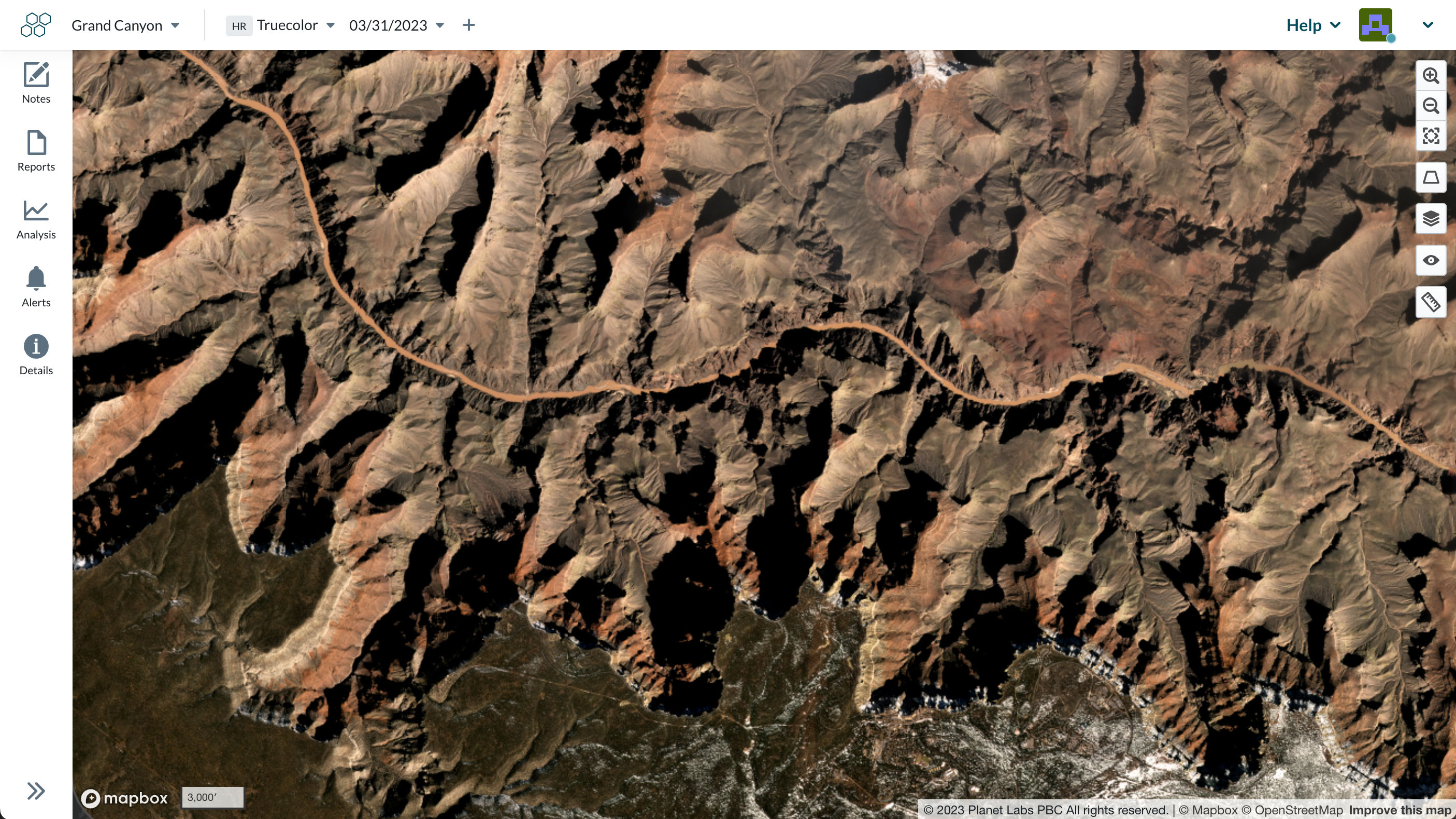 Satellite view of natural landscape